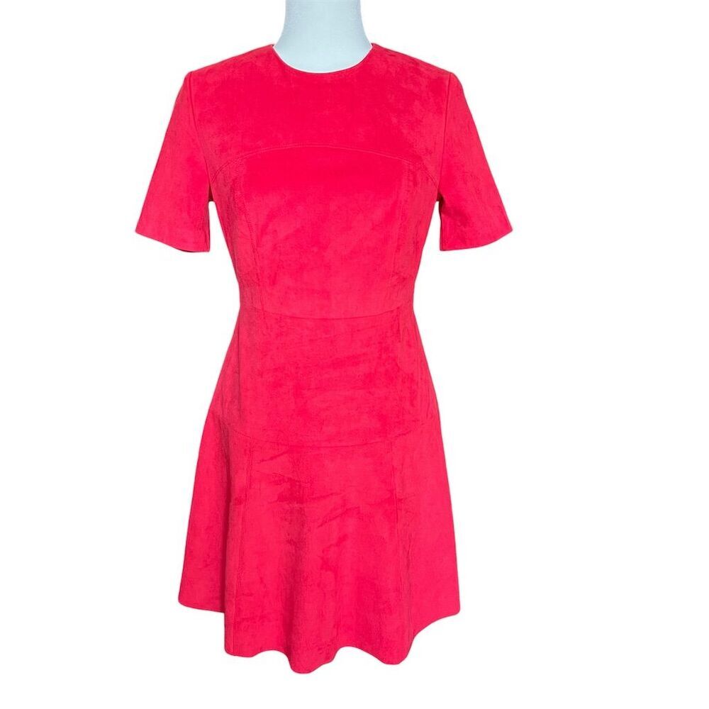 Bagatelle Collection Women's Red A-Line Knee Length Faux Suede Dress Size S​